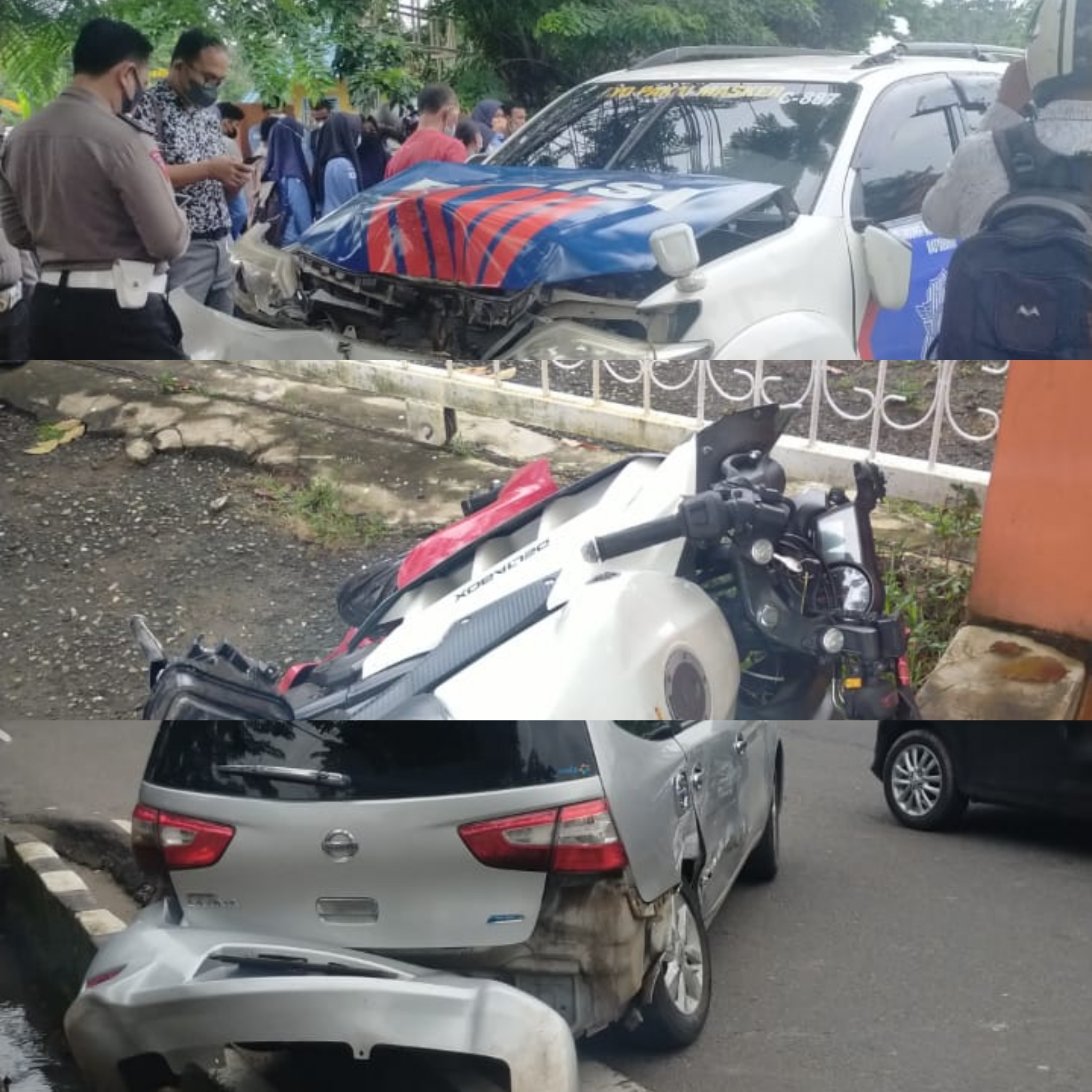 Mobil Patwal Gubernur Kecelakaan Satu Pengendara Motor Masuk Rumah