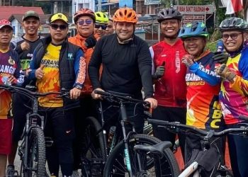 Bupati Merangin H M Syukur saat gowes bersama forkopimda merangin.