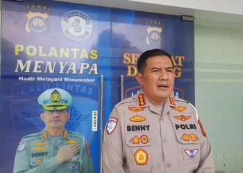 Dirlantas Polda Jambi Kombes Pol Adi Benny Cahyono saat ditemui di kantor Ditlantas Polda Jambi. Kamis 30 Oktober 2025. (Dok: Alpin)