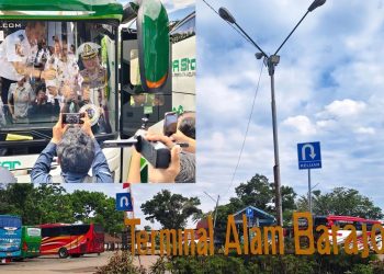 Direktur Prasarana Transportasi Jalan Kemenhub Toni Tauladan meninjau kesiapan Terminal Alam Barajo dan rencana penerapan Terminal Online System (TOS), Jumat (28/11/2025). (Dok: Rudi)