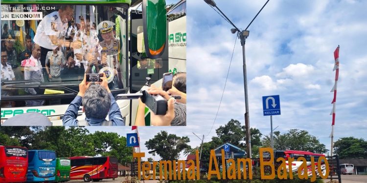 Direktur Prasarana Transportasi Jalan Kemenhub Toni Tauladan meninjau kesiapan Terminal Alam Barajo dan rencana penerapan Terminal Online System (TOS), Jumat (28/11/2025). (Dok: Rudi)