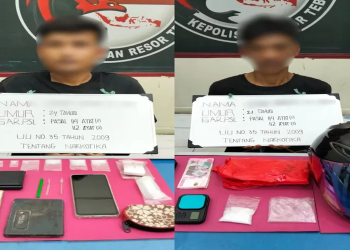 Tim Opsnal Satresnarkoba Polres Tebo saat mengamankan pelaku dan barang bukti sabu dalam operasi di Kecamatan Tengah Ilir, Kabupaten Tebo, Rabu siang (26 November 2025). (Dok: Alpin)