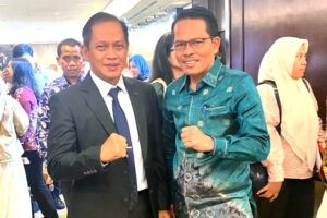 Rektor Universitas Jambi (UNJA), Prof. Helmi, menghadiri kegiatan Kolaborasi Perguruan Tinggi dalam Revitalisasi Pusat Studi Lingkungan Hidup di Gran Melia Jakarta, Kamis (30/10/2025). (Dok: Unja)