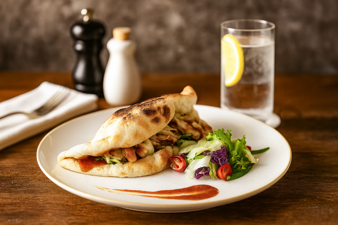 Menu terbaru “Siplicious Combo” berupa pizza sandwich dengan isian ayam saus barbekyu tom yam yang disajikan eksklusif di BnB Lounge Swiss-Belhotel Jambi. Minggu 16 November 2025. (Dok: Rudi)