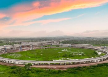 Interchange Tol Palembang–Betung (Paltung) di Sumatra Selatan menjadi salah satu titik strategis yang dikunjungi dalam kegiatan site visit Hutama Karya bersama media, sebagai bagian dari persiapan pelayanan jalan tol menghadapi Natal dan Tahun Baru 2025/2026. (Foto: Dok. Hutama Karya, Palembang, November 2025)