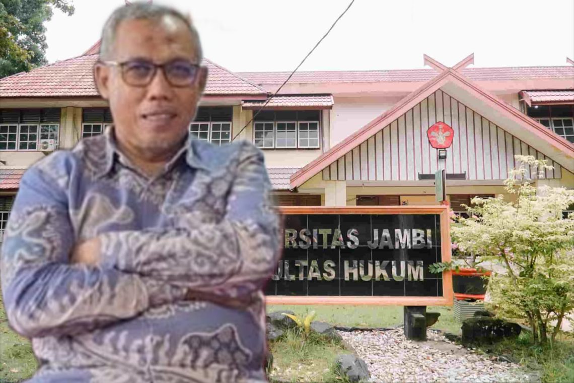 kolase foto Prof. Dr. Usman, S.H., M.H. dan Fakultas Hukum Unja. (Dok: Rahmat)