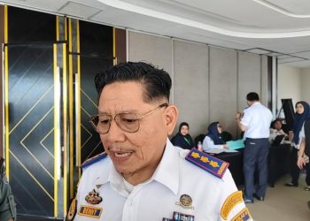 Kepala BPTD Kelas II Jambi Dr. Benny Nurdin Yusuf saat wawancara usai acara Rakornis Perhubungan Darat Tahun 2025 di Swiss-Belhotel Jambi, Rabu (26/11/2025). (Dok: Rahmat)
