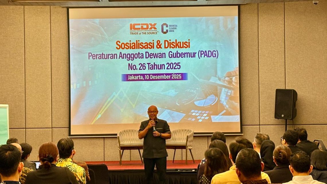 Direktur Utama ICDX Fajar Wibhiyadi memberikan keterangan pers terkait kesiapan Bursa dalam implementasi PADG No. 26/2025 tentang Derivatif PUVA di Jakarta. (Dok: ICDX)