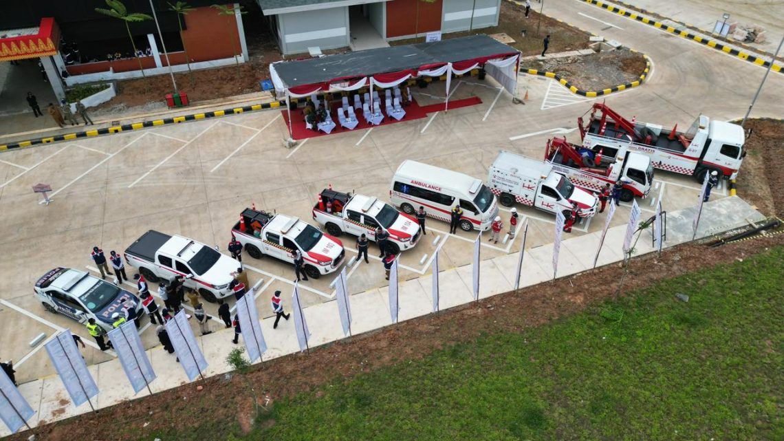 PT Hutama Karya (Persero) menggelar Apel Siaga Natal 2025 dan Tahun Baru 2026 di Rest Area KM 397 Jalur A Tol Palembang–Betung, Sumatra Selatan, Selasa (16/12/2025), (Dok: Hutama Karya)