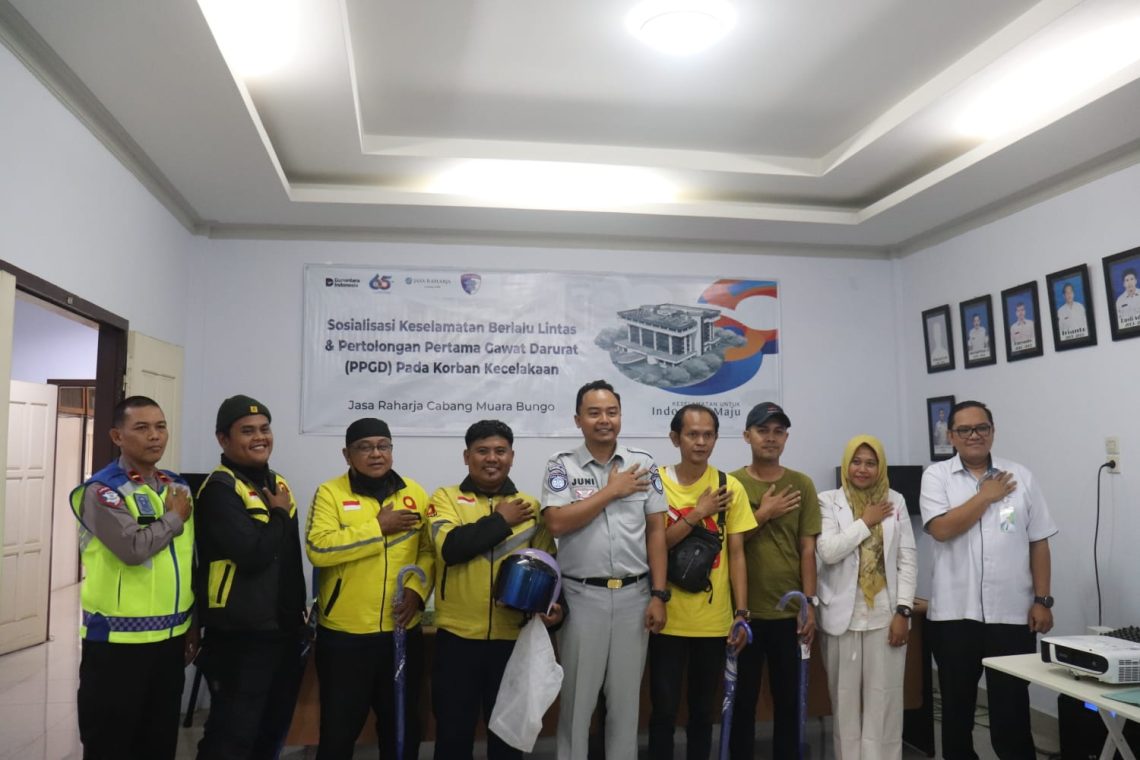 Sosialisasi tentang Jasa Raharja dan Keselamatan Berlalu Lintas yang bertempat di Kantor Jasa Raharja Cabang Muara Bungo, pada Senin, 9 Februari 2026. (Dok: Alpin)