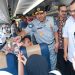 Direktur Jasa Raharja Muhammad Awaluddin menyapa penumpang saat pelepasan program Mudik Gratis BUMN 2026 di Stasiun Pasar Senen, Jakarta, Senin (16/3/2026). (Dok. Humas JR Jambi