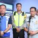 Direktur Utama Jasa Raharja Muhammad Awaluddin bersama sejumlah pejabat memberikan keterangan kepada media saat peninjauan arus balik Idulfitri 2026 di Jasa Marga Toll Road Command Center KM 29, Bekasi, Rabu (25/3/2026). (Dok. Humas JR)