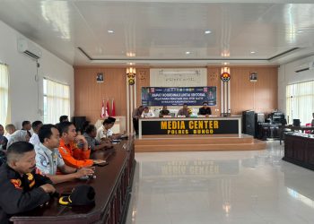 Suasana Rapat Koordinasi Lintas Sektoral persiapan Operasi Pengamanan Idul Fitri 1447 H di Aula Polres Bungo, Rabu (4/3/2026) (Dok. Humas JR Jambi)