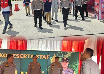 Dirlantas Kepolisian Daerah Jambi bersama perwakilan PT Jasa Raharja dan PT Hutama Karya melakukan survei jalur Tol Pijoan–arteri di wilayah Jambi, Selasa (10/3/2026). (Dok: ALpin Rahman)