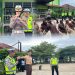 Personel Ditlantas Polda Jambi memberikan edukasi dan praktik 12 gerakan pengaturan lalu lintas kepada siswa MAN 2 Kota Jambi dalam program “Road Safety for Humanity”, Kamis (9/9/2026). (Dok: Alpin)