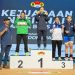 Lifter Jambi Juliana Klarisa berpose usai menyabet tiga medali emas pada Kejuaraan Angkat Besi Senior 2026 di Bandung. (Dok: Rahmat)