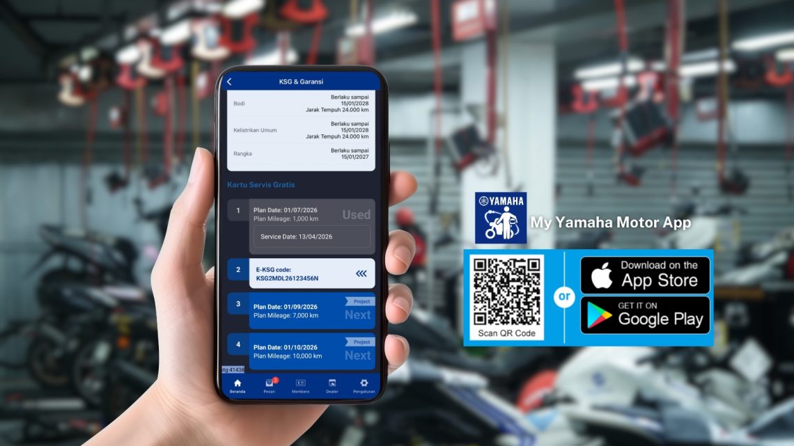 Pengguna sepeda motor Yamaha mengakses fitur E-KSG melalui aplikasi My Yamaha Motor sebagai bagian dari transformasi layanan digital untuk mempermudah proses servis di dealer resmi. (Dok: Yamaha DDS Jambi)