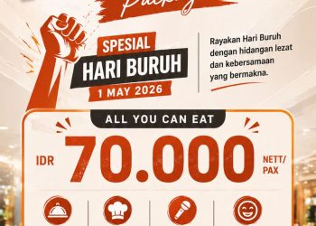 Rayakan Hari Buruh bersama Luminor Hotel Jambi! Nikmati “Quick Lunch Maksibar Package” dengan konsep All You Can Eat hanya Rp70 ribu nett, lengkap dengan live cooking dan free karaoke. (Dok: Luminor Hotel Jambi
