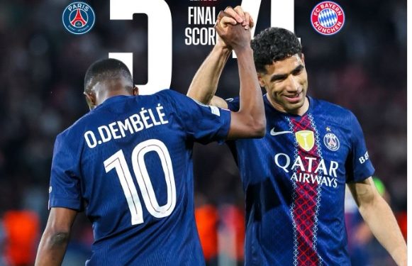 Pemain PSG merayakan gol dalam laga dramatis kontra Bayern Munchen di Parc des Princes yang berakhir dengan kemenangan tipis 5-4 pada leg pertama semifinal Liga Champions. (Dok: instagram @psg)