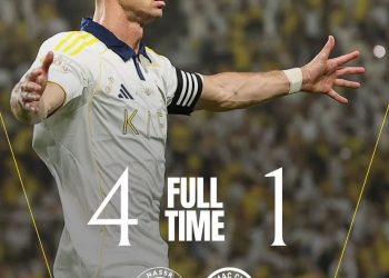 Cristiano Ronaldo mengemas dwigol demi mengantarkan Al-Nassr menjuarai Liga Arab Saudi 2025/26. (Dok: instagram @alnassr)