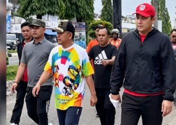 Masyarakat Kabupaten Merangin antusias mengikuti kegiatan Car Free Day setiap Minggu pagi di jalur depan Kantor Diskominfo Merangin. (Dok: Redaksi)