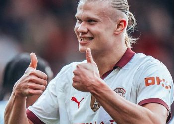 Erling Haaland usai cetak gol. (Dok: IG Mancity)