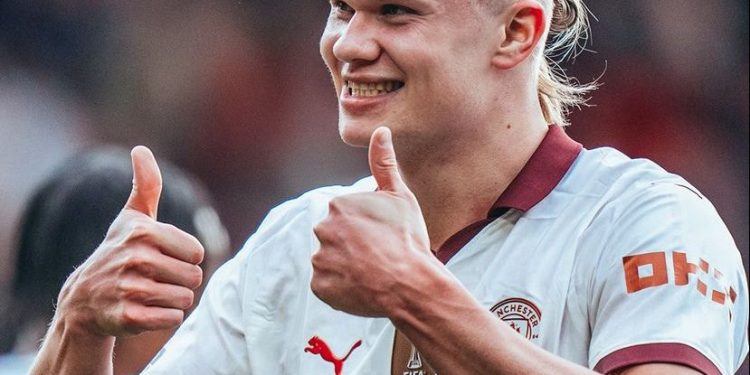 Erling Haaland usai cetak gol. (Dok: IG Mancity)