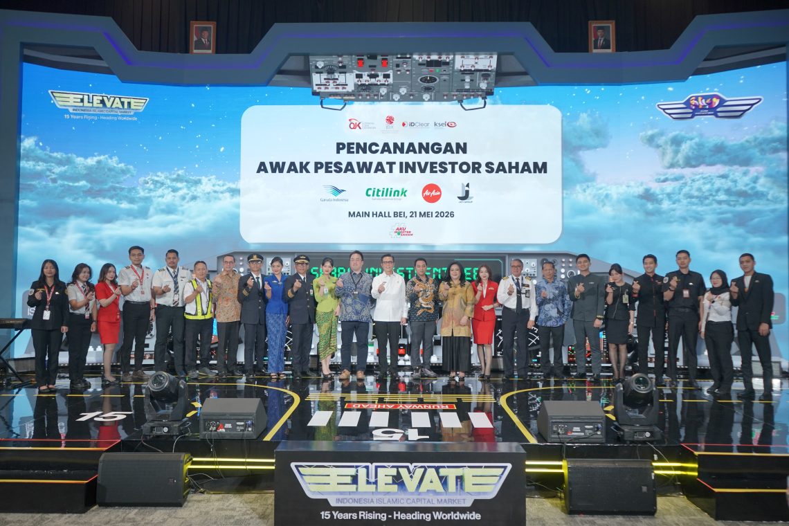 Perwakilan Bursa Efek Indonesia bersama perusahaan aviasi nasional saat pencanangan program “Awak Pesawat Investor Saham” di Main Hall BEI, Kamis (21/5/2026). (Dok: BEI Jambi)