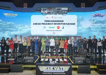 Perwakilan Bursa Efek Indonesia bersama perusahaan aviasi nasional saat pencanangan program “Awak Pesawat Investor Saham” di Main Hall BEI, Kamis (21/5/2026). (Dok: BEI Jambi)