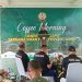 Danrem 042/Gapu Jambi. Brigjen TNI Nyamin sedang sampaikan sambutannya pada acara Coffee Morning dengan Insan Pers Jambi, Kamis (7/5/2026) di Teras Lapangan Makorem 042/Gapu. (Dok: Arwani)
