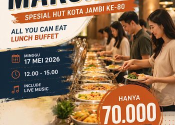 Suasana promo “Sunday Super Lunch MAKSIBAR” di Luminor Hotel Jambi Kebun Jeruk yang menghadirkan lebih dari 100 menu spesial dalam rangka HUT Kota Jambi ke-80. (Dok: Alpin)