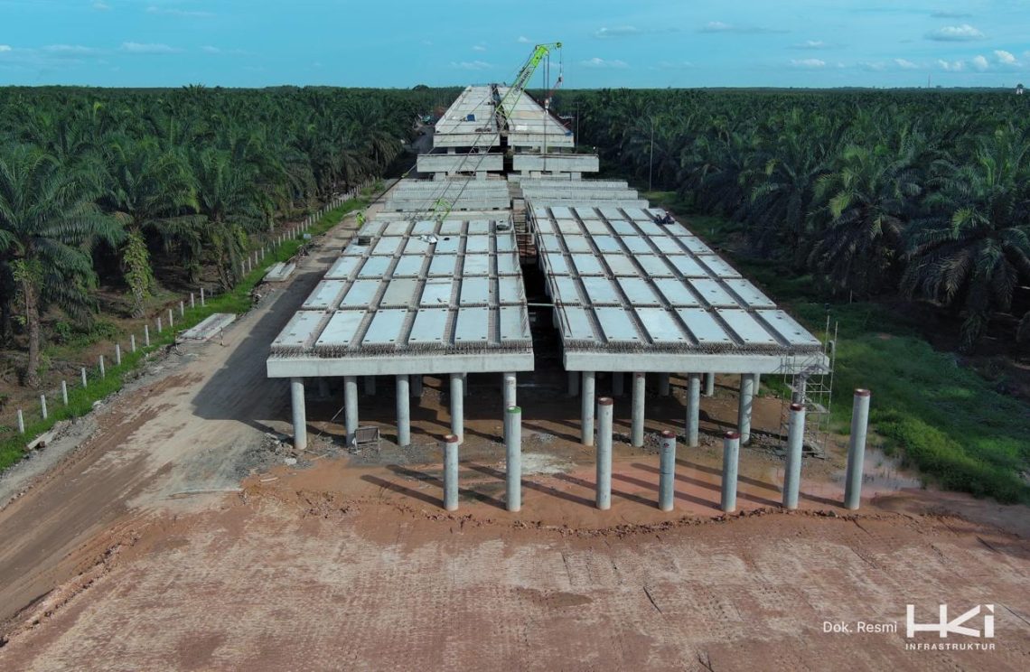 Pembangunan Tol Betung–Jambi Seksi 2A dan 2B terus dikebut PT Hutama Karya Infrastruktur guna memperkuat konektivitas Sumatera Selatan–Jambi. (Dok: Hutama Karya Indonesia)