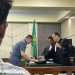 Terdakwa Bengawan Kamto bersama tim penasihat hukum saat mengikuti sidang pembacaan pleidoi perkara dugaan korupsi kredit investasi dan modal kerja PT PAL di Pengadilan Tipikor Jambi. (Dok: Rudi)