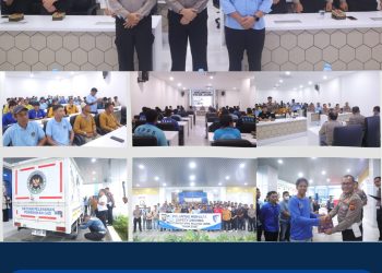 Dirlantas Polda Jambi Kombes Pol Adi Benny Cahyono memberikan arahan kepada para pengemudi SPPG saat pelatihan Safety Driving guna mendukung kelancaran distribusi logistik Program Makan Bergizi Gratis di wilayah Jambi. (Dok: Subdit Kamsel Ditlantas Polda Jambi)