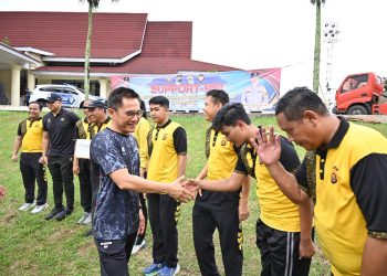 Polda Jambi menggelar kegiatan SUPPORT-Psi di kawasan MTQ Jambi sebagai upaya memperkuat kesehatan mental, kekompakan dan semangat kebersamaan personel dalam menghadapi dinamika tugas Kepolisian. (Dok: Humas Polda Jambi)
