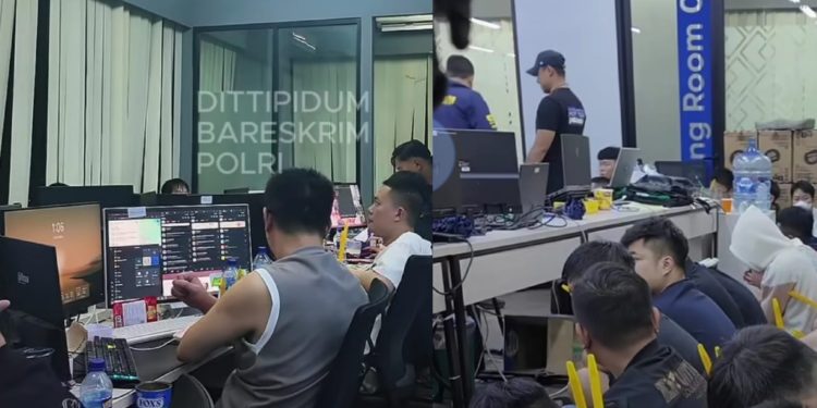 Penangkapan 321 WNA terkait operasional judol di Jakarta Barat oleh Bareskrim Polri. (Dok: Instagram/dittipidum_bareskrim)