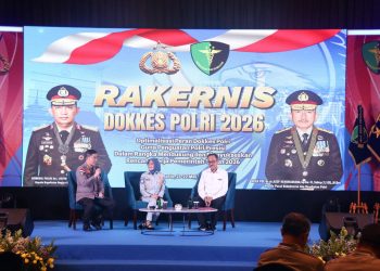 Direktur Hubungan Kelembagaan Jasa Raharja, Dewi Aryani Suzana saat menghadiri Rakernis Dokkes Polri 2026 di Jakarta. (Dok: Humas Jasa Raharja)
