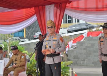 Kapolda Jambi Irjen Pol. Krisno H. Siregar memimpin Apel Kebangsaan Sabuk Kamtibmas Wilayah Jambi di Lapangan Kantor Wali Kota Jambi, Senin (25/5/2026). (Dok: Alpin)