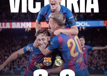 Para pemain Barcelona merayakan kemenangan 2-0 atas Real Madrid di Spotify Camp Nou. (Dok: instagram @fcbarcelona)