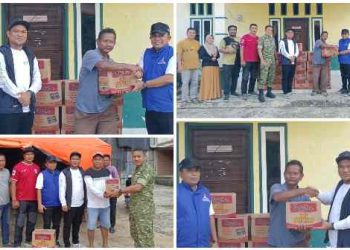 Ketua DPRD Kabupaten Bungo Muhammad Adani bersama jajaran Forkopimda menyerahkan bantuan bagi warga terdampak banjir di Kelurahan Bungo Taman Agung, Kecamatan Bathin III, Sabtu (16/5/2026). (Dok: Humas DPRD Bungo)