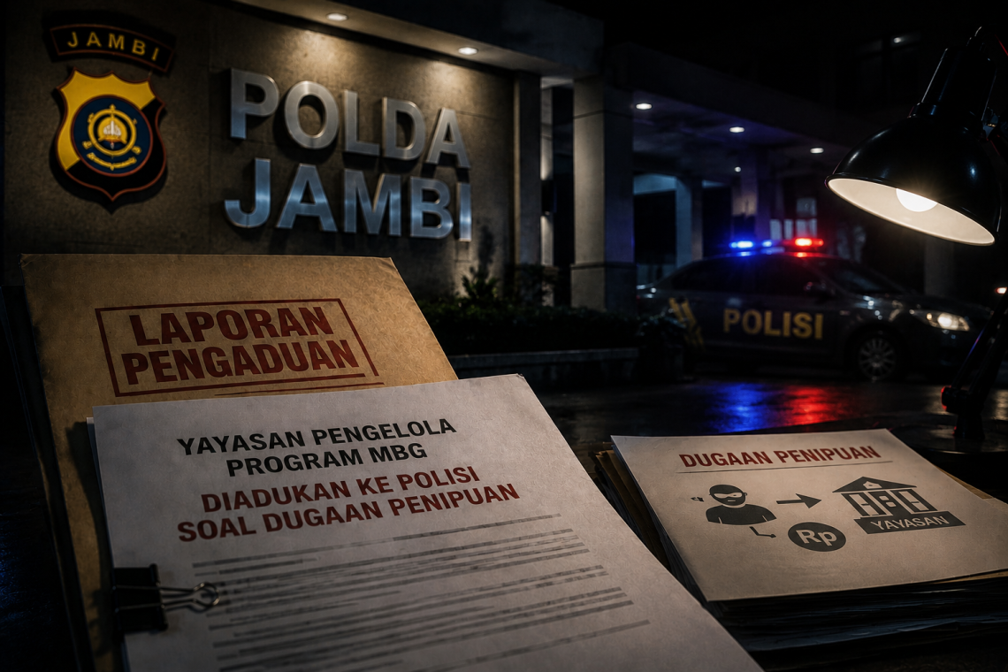 Polda Jambi tengah mendalami laporan dugaan pemalsuan dokumen yang menyeret yayasan pengelola program Makan Bergizi Gratis (MBG) di Jambi. (Dok: Gemini)
