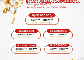 Pengumuman pemenang Undian Bank Jambi Simpeda Nasional 2026. (Dok: Bank Jambi)