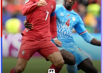 Kapten Portugal, Cristiano Ronaldo, berusaha melewati kawalan pemain Republik Demokratik Kongo dalam laga Grup K Piala Dunia 2026 di Houston Stadium, Amerika Serikat. (DOk: Instagram @fifaworldcup)