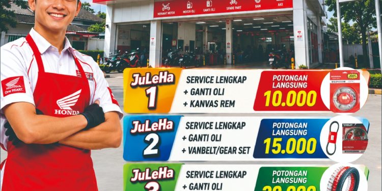 PT Sinar Sentosa Primatama (Sinsen) menghadirkan program JuLeHa (Juni Lebih Hemat di AHASS) yang berlaku di seluruh jaringan AHASS se-Provinsi Jambi mulai 8 hingga 30 Juni 2026. (Dok: Honda Sinsen)