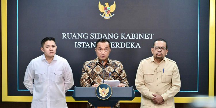 Menteri Sekretaris Negara Prasetyo Hadi dalam konferensi pers di Istana Negara, Jakarta. (Dok: Bakom RI)