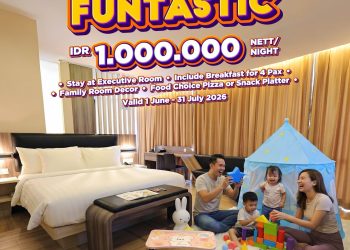 Suasana kamar Executive Room Luminor Hotel Jambi yang dihias bertema keluarga dalam promo “FAM FUNTASTIC” untuk menghadirkan pengalaman staycation hangat dan menyenangkan. (Dok: Luminor Hotel Jambi)