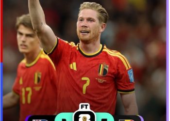 Para pemain Belgia merayakan kemenangan telak 5-1 atas Selandia Baru pada laga terakhir Grup G Piala Dunia 2026 di Stadion BC Place, Vancouver. (Dok: Instagram @fifaworldcup)