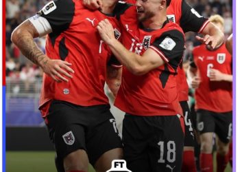 Pemain timnas Austria merayakan gol kemenangan saat menghadapi Yordania pada laga Grup J Piala Dunia 2026 di Stadion Arrowhead, Kansas City. (Dok: Intsagram @fifaworldcup)