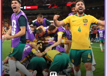 Pemain Australia Nestory Irankunda merayakan gol pembuka saat menghadapi Turki pada laga Grup D Piala Dunia 2026 di Stadion BC Place, Kanada. (Dok: instagram @fifaworldcup)