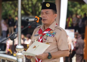 Gubernur Jambi sekaligus Kamabida Kwarda Gerakan Pramuka Jambi, Al Haris, membuka secara resmi Jambore Daerah Jambi Tahun 2026 di Bumi Perkemahan Abdurahman Sayoeti-Musa, Sungai Gelam, Kabupaten Muaro Jambi. (Dok: Diskominfo Provinsi Jambi)
